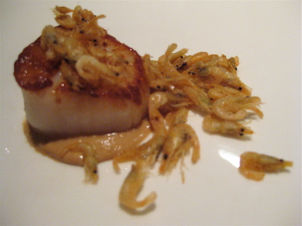 seared scallop and tiny shrimp at Gresca